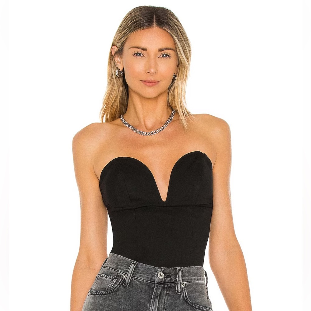 REVOLVE Superdown Black Strapless Sweetheart Bodysuit